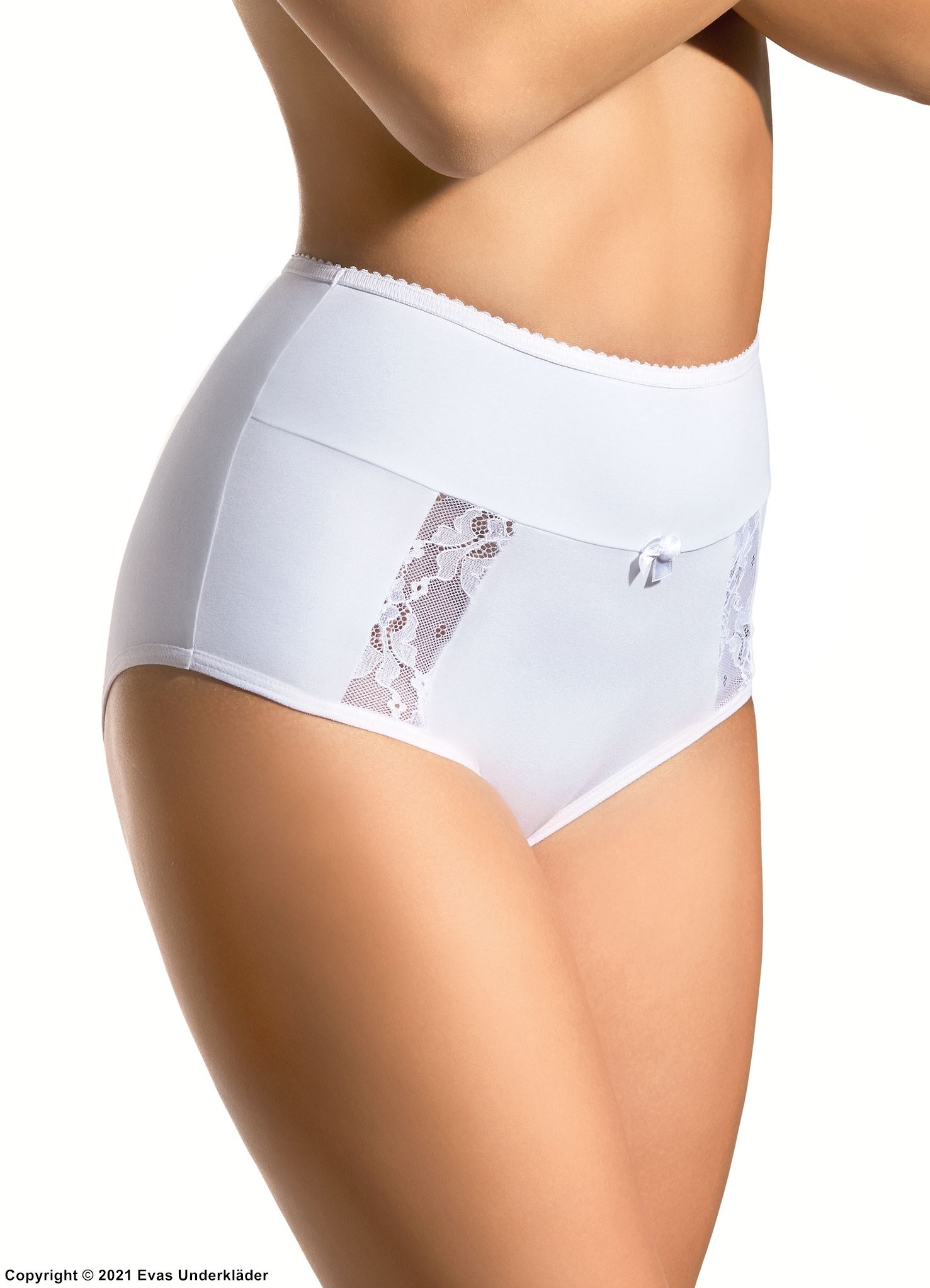 Classic briefs, cotton, floral lace, slightly higher waist, S to 4XL